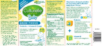 Culturelle Baby Baby Grow + Thrive - probiotic supplement with vitamin d