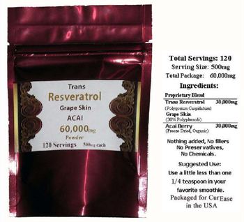 CurEase Trans Resveratrol Grape Skin Acai 60,000 mg Powder - 