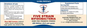 Custom Probiotics Five Strain Bifidobacteria - 