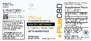 CV Sciences PlusCBD Extra Strength Formula with Monk Fruit 250 mg - supplement