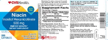 CVS Health Flush Free Niacin Inositol Hexanicotinate 500 mg - supplement