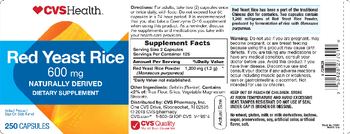 CVS Health Red Yeast Rice 600 mg - supplement