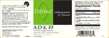 DaVinci Laboratories Of Vermont A-D-K 10 - supplement