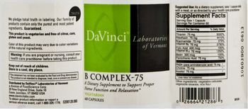 DaVinci Laboratories Of Vermont B Complex-75 - supplement to support proper nerve function and relaxation