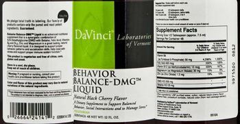 DaVinci Laboratories Of Vermont Behavior Balance-DMG Liquid Natural Black Cherry Flavor - supplement to support balanced behavior social interactions and to manage stress
