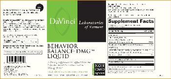 DaVinci Laboratories Of Vermont Behavior Balance-DMG Liquid - supplement to support balanced behavior social interactions and to manage stress