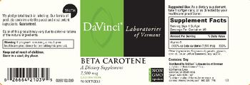 DaVinci Laboratories Of Vermont Beta Carotene 7,500 mcg - supplement