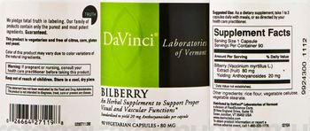 DaVinci Laboratories Of Vermont Bilberry - an herbal supplement to support proper visual and vascular functions