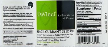 DaVinci Laboratories Of Vermont Black Currant Seed Oil - supplement to support skin and nerve health and premenstrual function needs