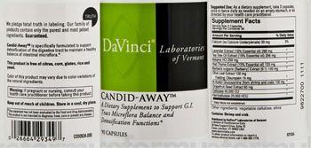 DaVinci Laboratories Of Vermont Candid-Away - supplement to support gi tract microflora balance and detoxification functions