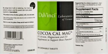 DaVinci Laboratories Of Vermont Cocoa Cal Mag - a calcium magnesium and d3 supplement to support bone function