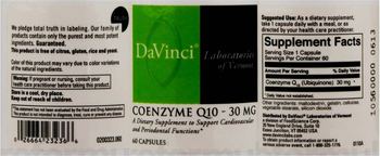 DaVinci Laboratories Of Vermont Coenzyme Q10 - 30 mg - supplement to support cardiovascular and periodontal functions