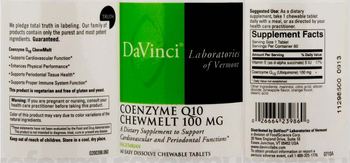 DaVinci Laboratories Of Vermont Coenzyme Q10 Chewmelt 100 mg - supplement to support cardiovascular and periodontal functions
