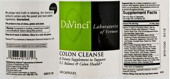 DaVinci Laboratories Of Vermont Colon Cleanse - supplement to support gi balance colon health