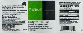 DaVinci Laboratories Of Vermont CoQsol - 100 mg - a coenzyme q10 vitamin e and betacarotene supplement to support cardiovascular and periodontal funct