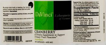 DaVinci Laboratories Of Vermont Cranberry - supplement to support urinary tract function