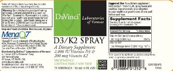 DaVinci Laboratories Of Vermont D3/K2 Spray - supplement