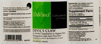 DaVinci Laboratories Of Vermont Devil's Claw - an herbal supplement to support pain management and joint function