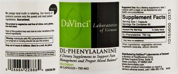 DaVinci Laboratories Of Vermont DL-Phenylalanine - supplement to support pain management and proper mood balance