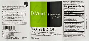DaVinci Laboratories Of Vermont Flax Seed Oil - supplement to support cardiovascular and immune system function