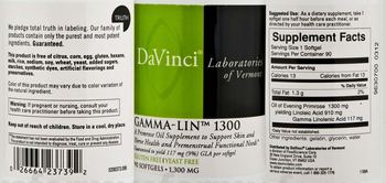DaVinci Laboratories Of Vermont Gamma-Lin 1300 - a primrose oil supplement to support skin and nerve health and premenstrual functional needs