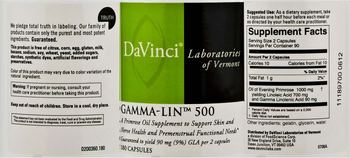 DaVinci Laboratories Of Vermont Gamma-Lin 500 - a primrose oil supplement to support skin and nerve health and premestrual functional needs