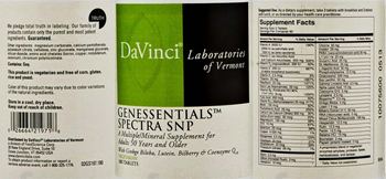 DaVinci Laboratories Of Vermont Genessenntials Spectra SNP - a multiplemineral supplement for adults 50 years and older