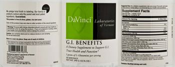 DaVinci Laboratories Of Vermont G.I. Benefits - supplement to support gi tract health and function