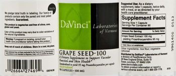 DaVinci Laboratories Of Vermont Grape Seed - 100 - supplement to support vascular funtion and skin health