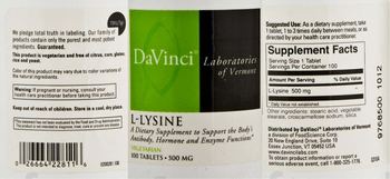 DaVinci Laboratories Of Vermont L-Lysine - supplement to support the bodys antibody hormone and enzyme functions