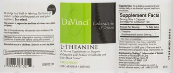 DaVinci Laboratories Of Vermont L-Theanine - supplement to support relaxation and reduce irritability and low mood states