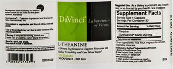 DaVinci Laboratories Of Vermont L-Theanine - supplement to support relaxation and reduce irritability and low mood states