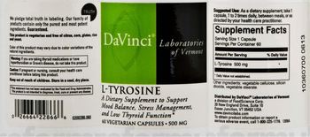 DaVinci Laboratories Of Vermont L-Tyrosine - supplement to support mood balance stress management and low thyroid function