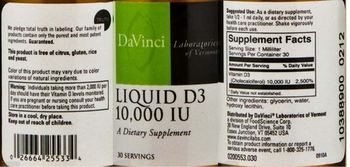DaVinci Laboratories Of Vermont Liquid D3 10,000 IU - supplement