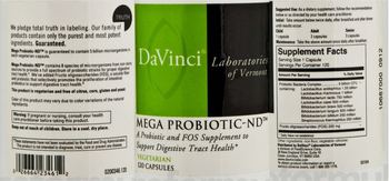 DaVinci Laboratories Of Vermont Mega Probiotic-ND - a probiotic and fos supplement to support digestive tract health