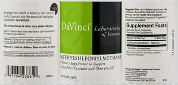 DaVinci Laboratories Of Vermont Methylsulfonylmethane - supplement to support proper joint function and skin health