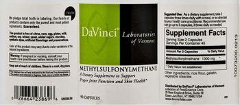 DaVinci Laboratories Of Vermont Methylsulfonylmethane - supplement to support proper joint function and skin health