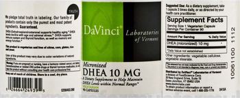 DaVinci Laboratories Of Vermont Micronized DHEA 10 mg - supplement to help maintain dhea levels within normal ranges