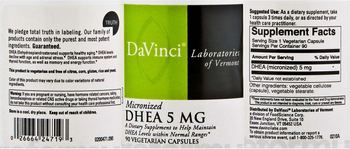DaVinci Laboratories Of Vermont Micronized DHEA 5 mg - supplement to help maintain dhea levels within normal ranges