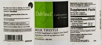 DaVinci Laboratories Of Vermont Milk Thistle - an herbal supplement to support liver function