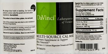 DaVinci Laboratories Of Vermont Multi-Source Cal Mag - supplement to support bone function