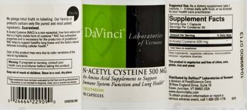 DaVinci Laboratories Of Vermont N-Acetyl Cysteine 500 mg - an amino acid supplement to support immune system function and lung health