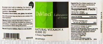 DaVinci Laboratories Of Vermont Natural Vitamin A 10,000 IU - supplement