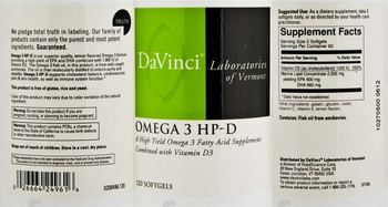 DaVinci Laboratories Of Vermont Omega 3 HP-D - a high yield omega 3 fatty acid supplement combined with vitamin d3
