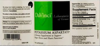DaVinci Laboratories Of Vermont Potassium Aspartate+ - supplement to support proper nerve and heart functions