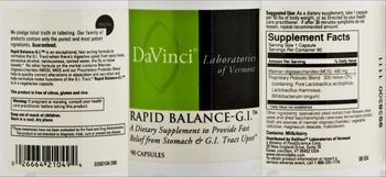 DaVinci Laboratories Of Vermont Rapid Balance-G.I. - supplement to provide fast relief from stomach gi tract upset