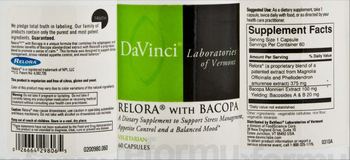 DaVinci Laboratories Of Vermont Relora With Bacopa - supplement to support stress management appetite control and a balanced mood