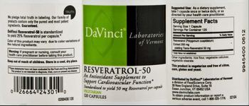 DaVinci Laboratories Of Vermont Resveratrol-50 - an antioxidant supplement to support cardiovascular function