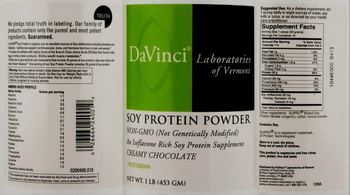 DaVinci Laboratories Of Vermont Soy Protein Powder Creamy Chocolate - an isoflavone rich soy protein supplement