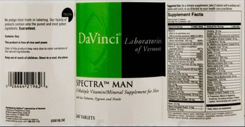 DaVinci Laboratories Of Vermont Spectra Man - a multiple vitaminmineral supplement for men with saw palmetto pygeum and nettle